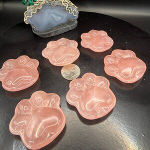 Rose Quartz Pet Paws Carvings Polished Dog Cat Feet 1.98" Width
